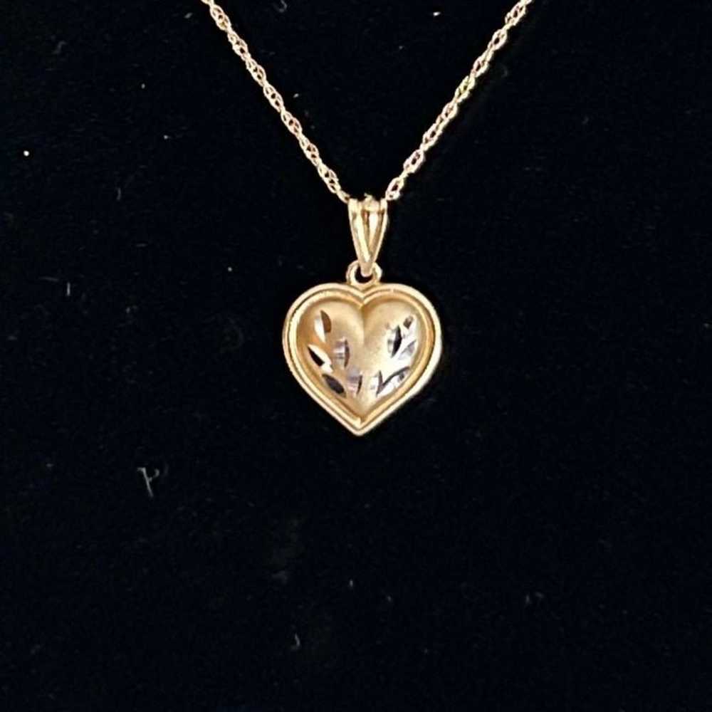 Vintage 14K Gold Heart Necklace Chain - image 2