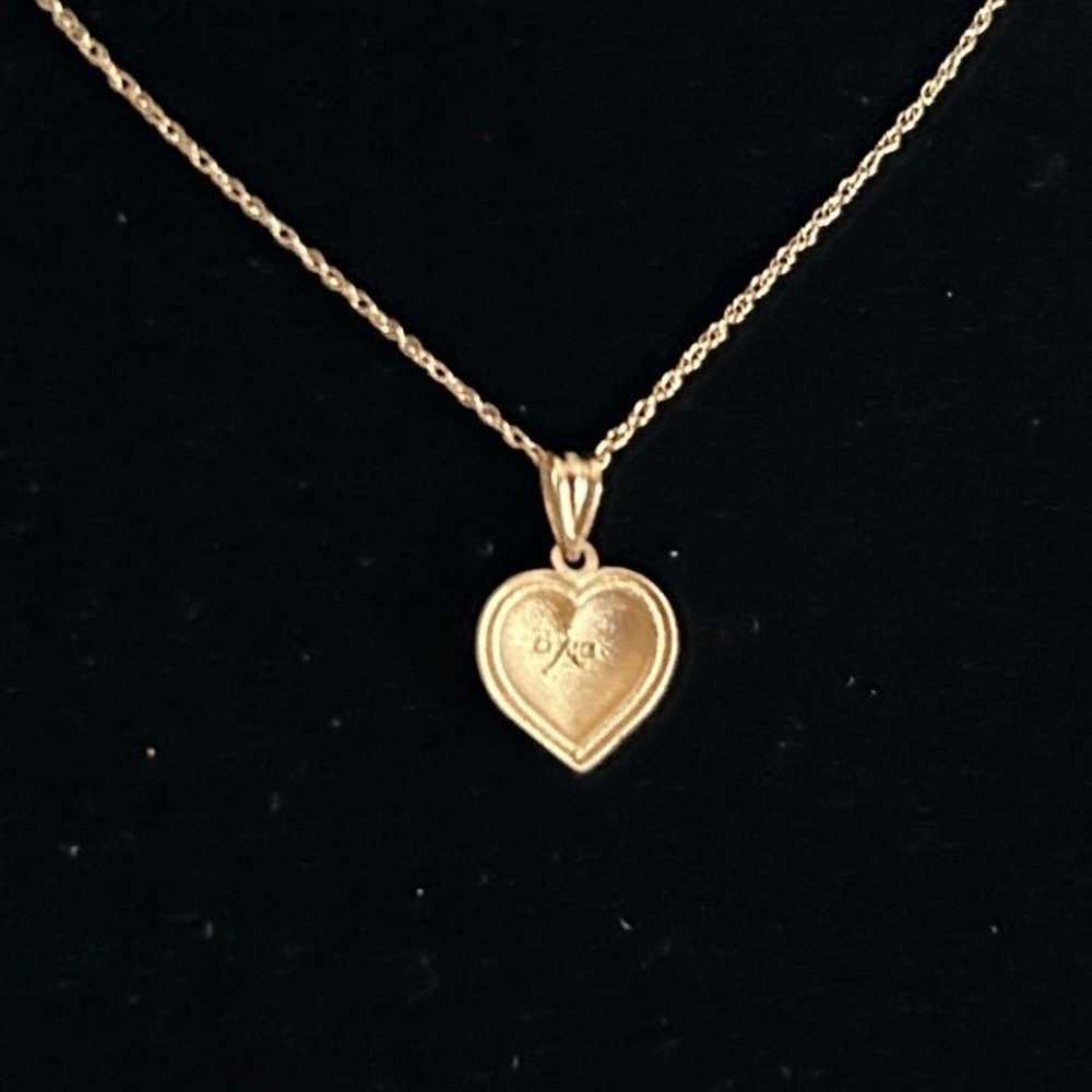 Vintage 14K Gold Heart Necklace Chain - image 3