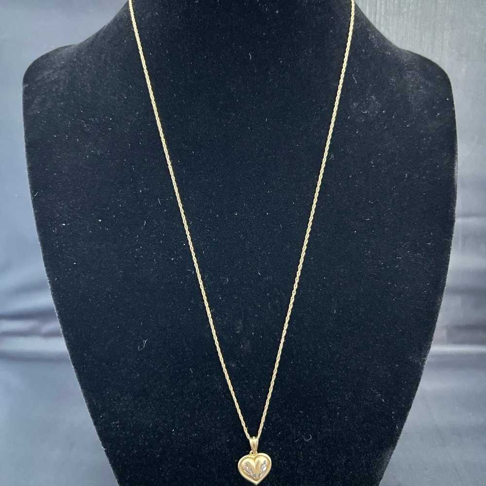 Vintage 14K Gold Heart Necklace Chain - image 5