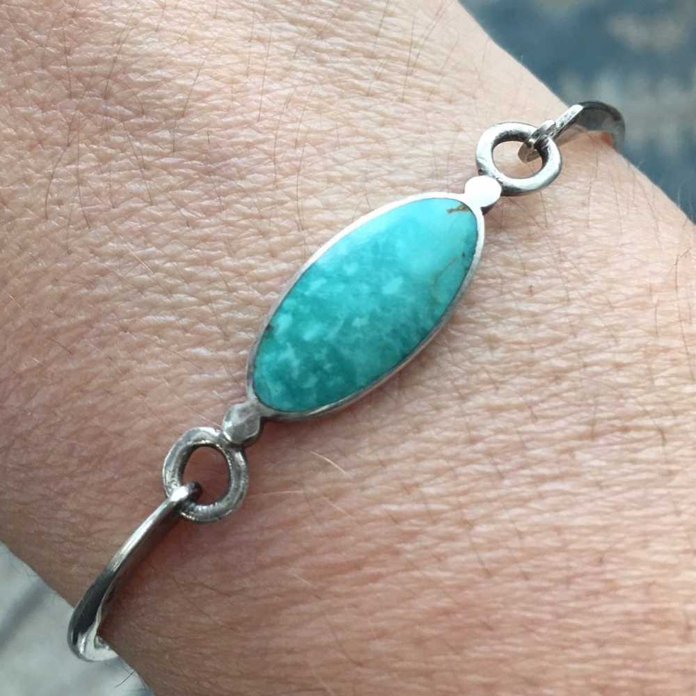 Natural turquoise 925 silver bracelet - image 1