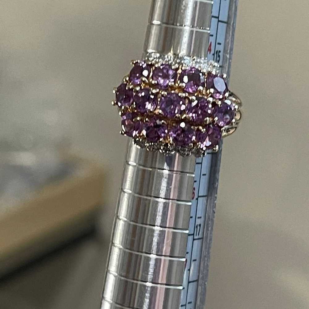 Cluster Purple Spinel Diamond Vermeil Sterling Si… - image 1