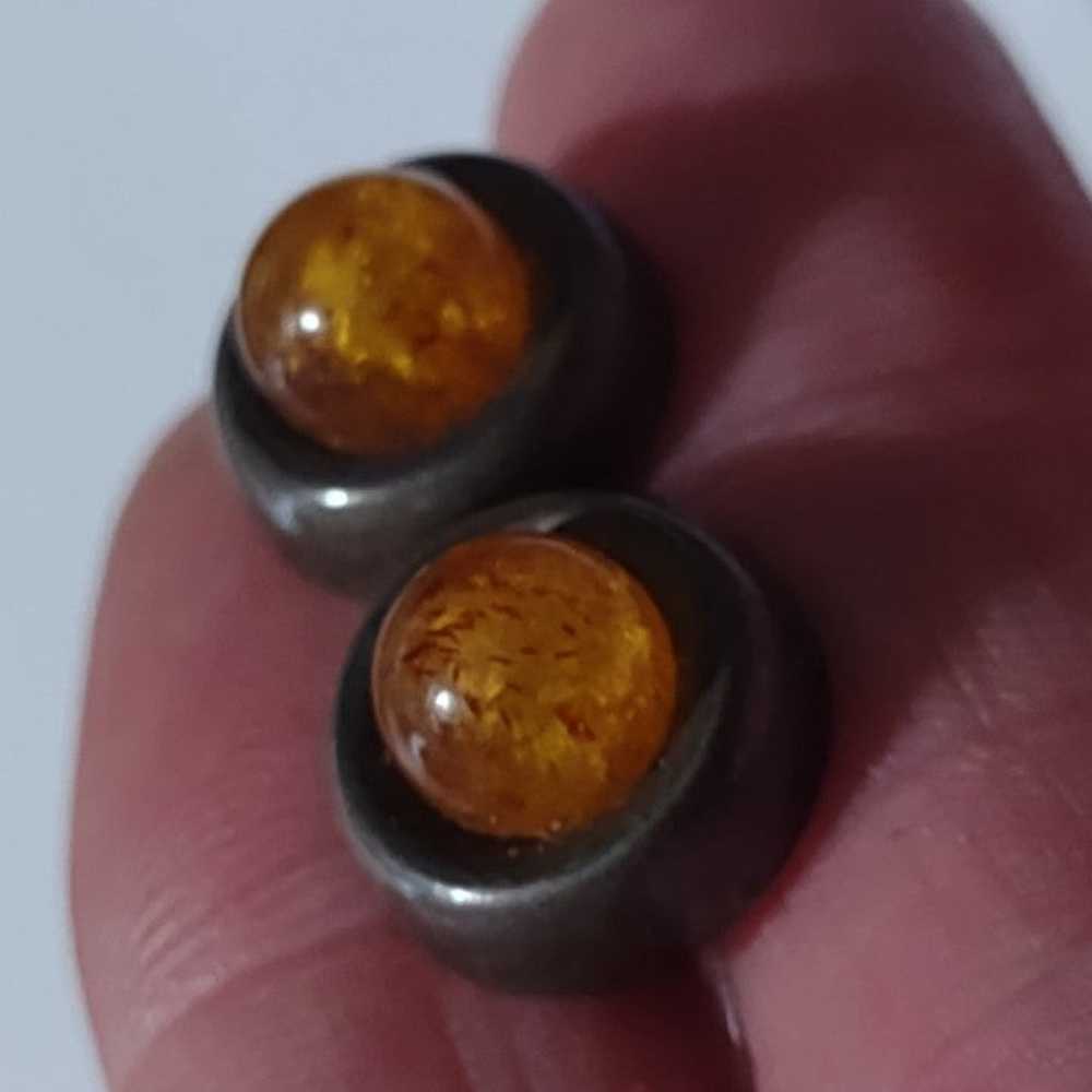 .Amber and Sterling studs. Vintage untouched.925 - image 1