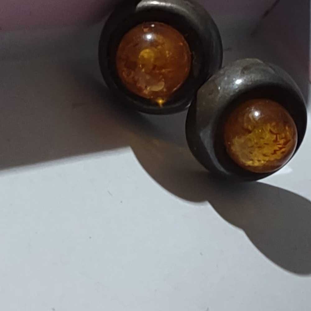 .Amber and Sterling studs. Vintage untouched.925 - image 2