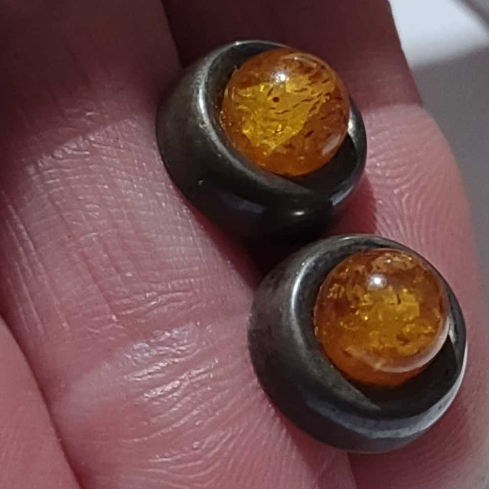 .Amber and Sterling studs. Vintage untouched.925 - image 4