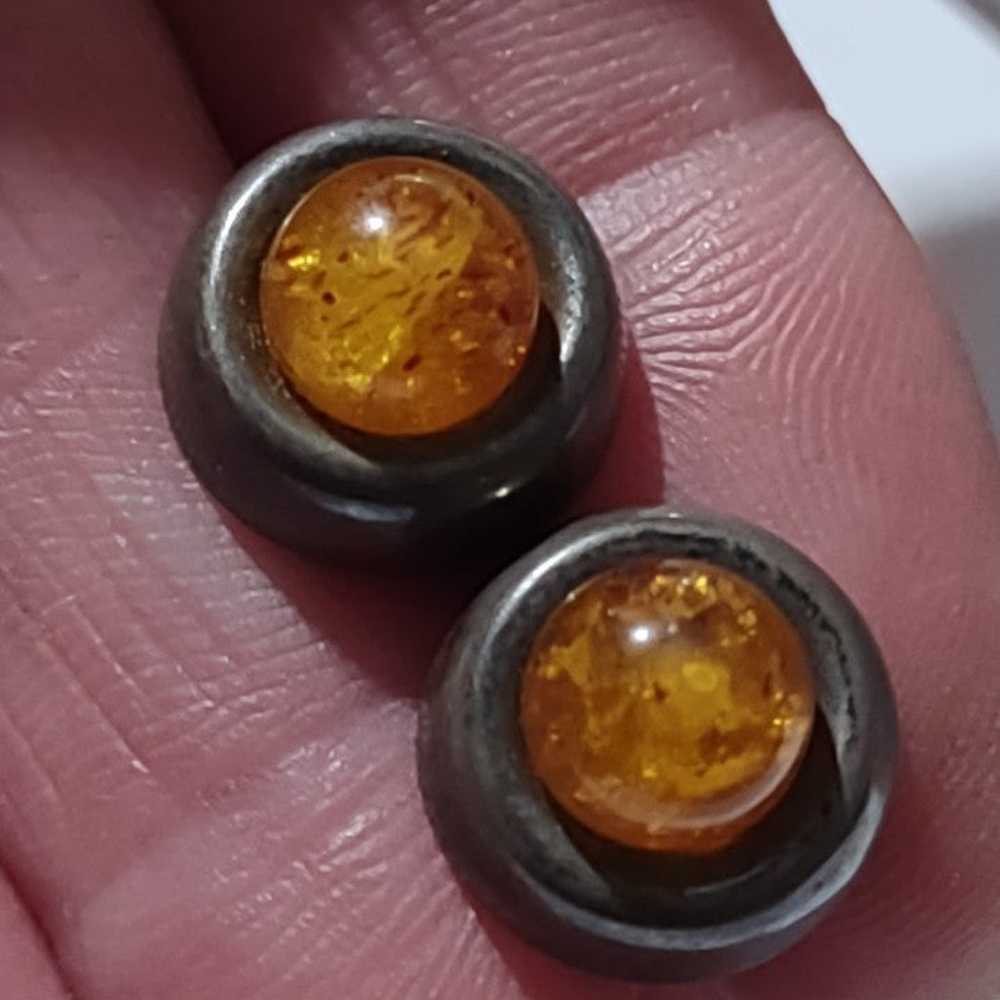 .Amber and Sterling studs. Vintage untouched.925 - image 5