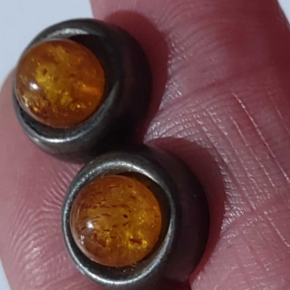 .Amber and Sterling studs. Vintage untouched.925 - image 6