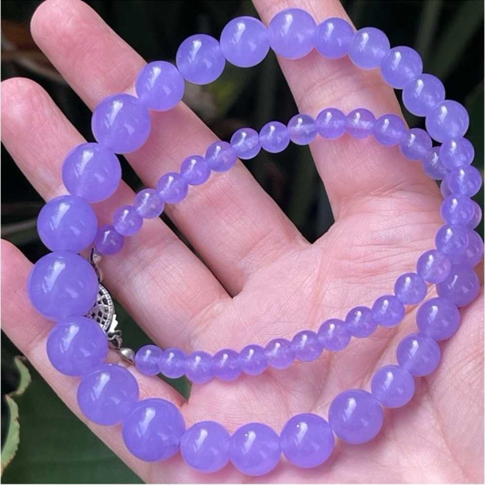 Lavender jade graduated bead sterling silver neck… - image 11