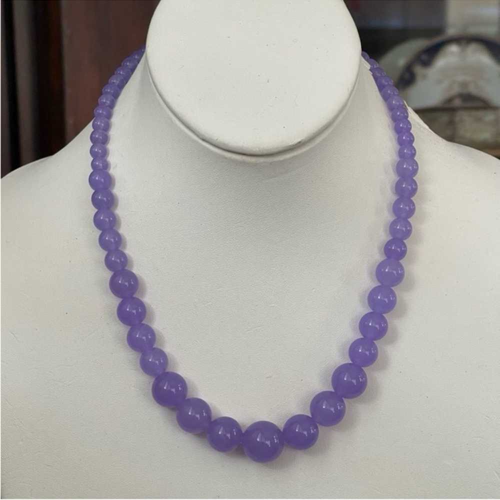 Lavender jade graduated bead sterling silver neck… - image 3