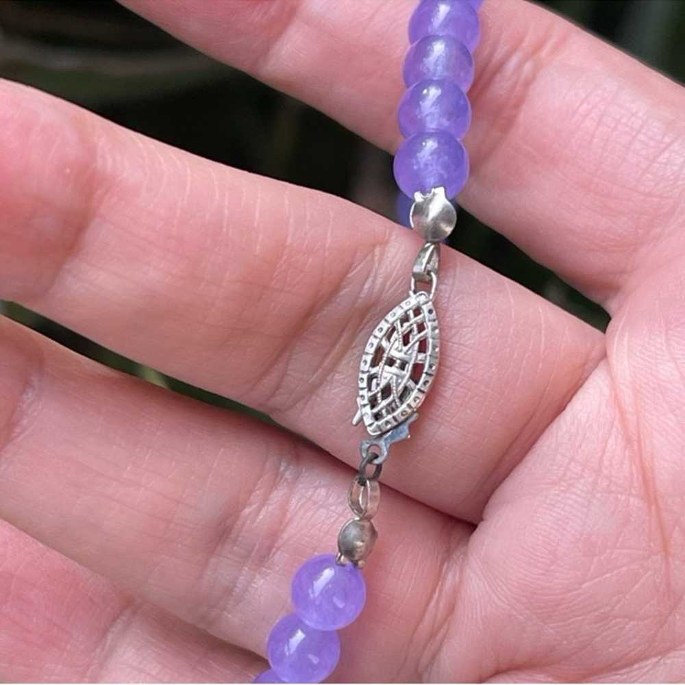 Lavender jade graduated bead sterling silver neck… - image 4