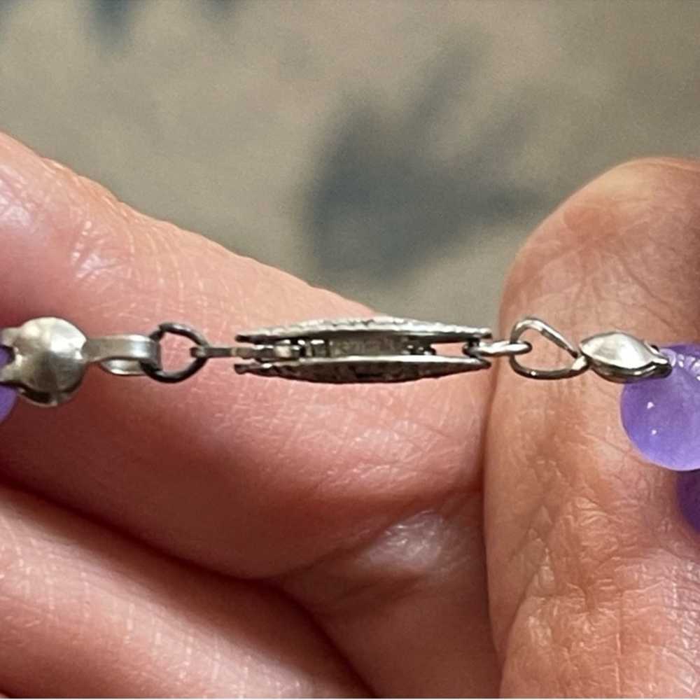 Lavender jade graduated bead sterling silver neck… - image 5