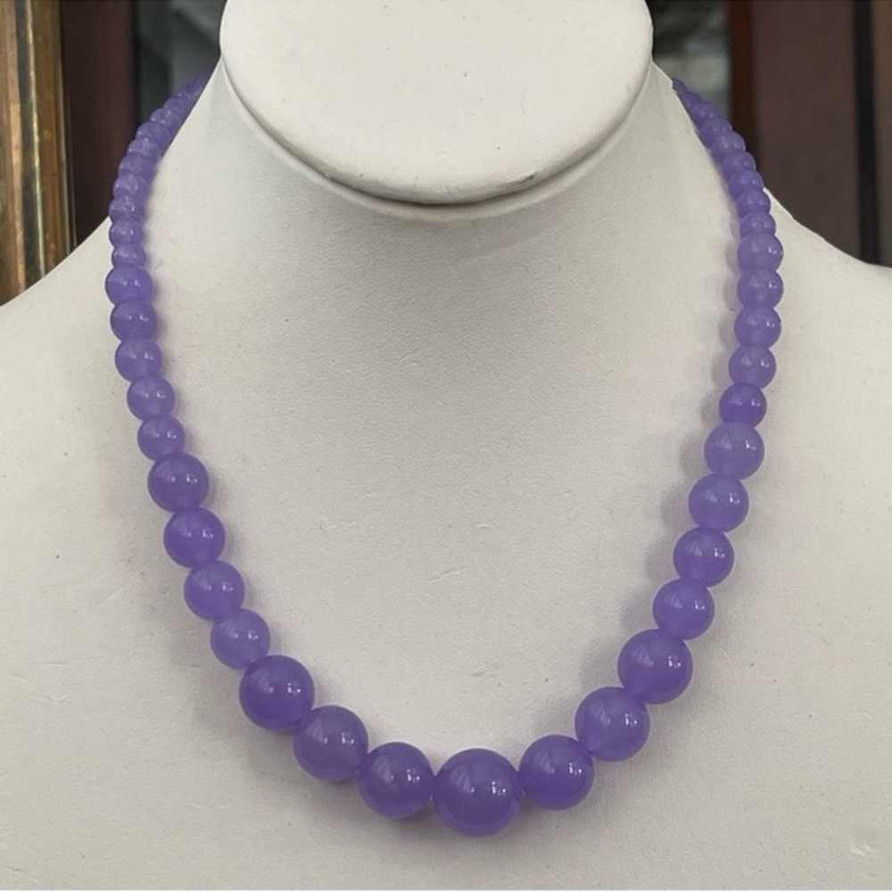 Lavender jade graduated bead sterling silver neck… - image 6