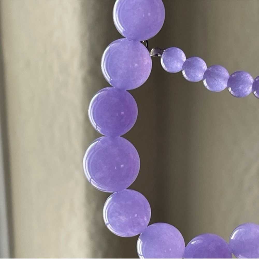 Lavender jade graduated bead sterling silver neck… - image 9