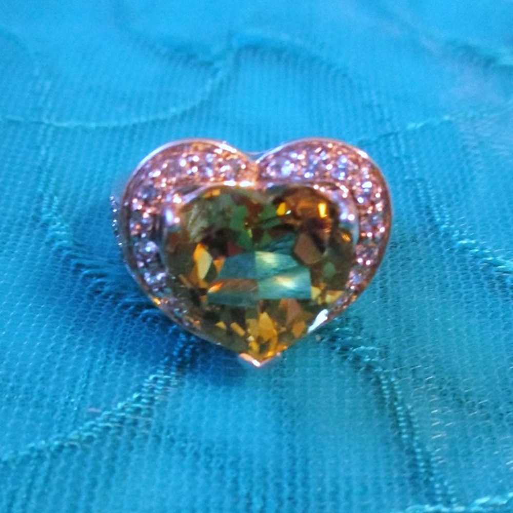 VTG 925 Sterling Silver Heart Shape 5 Carat Perid… - image 7