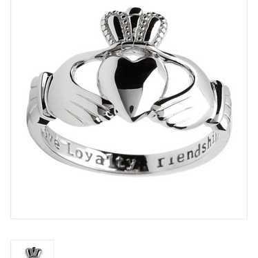 S925 Vintage Irish Claddagh Ring - image 1