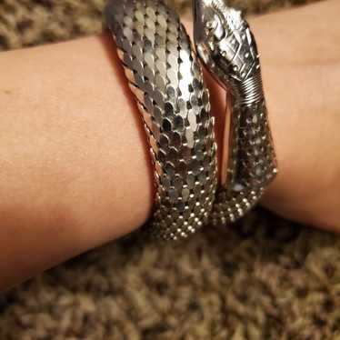 Vintage Whiting shops & Davis Mesh Snake Bangle Cuff Silvetone Used Condition