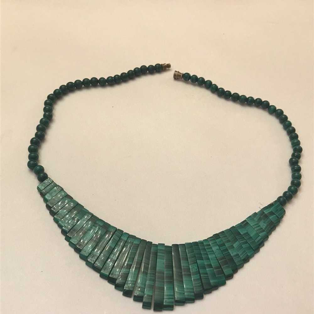 Vintage natural malachite neckles - image 1