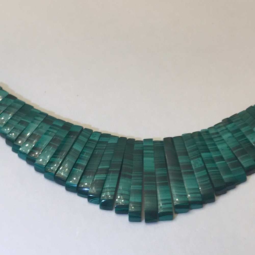 Vintage natural malachite neckles - image 2