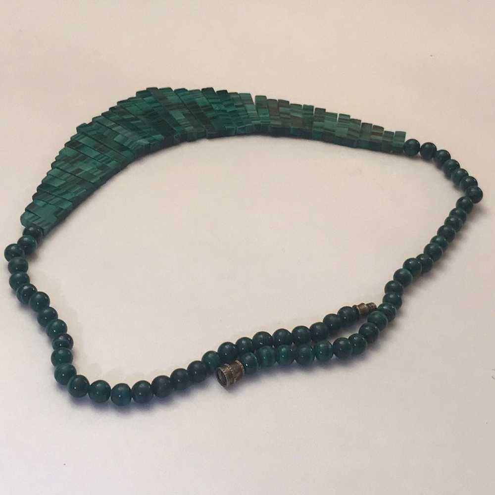 Vintage natural malachite neckles - image 3