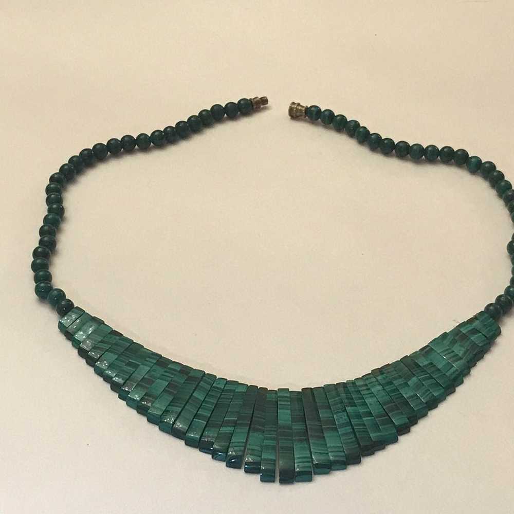 Vintage natural malachite neckles - image 4