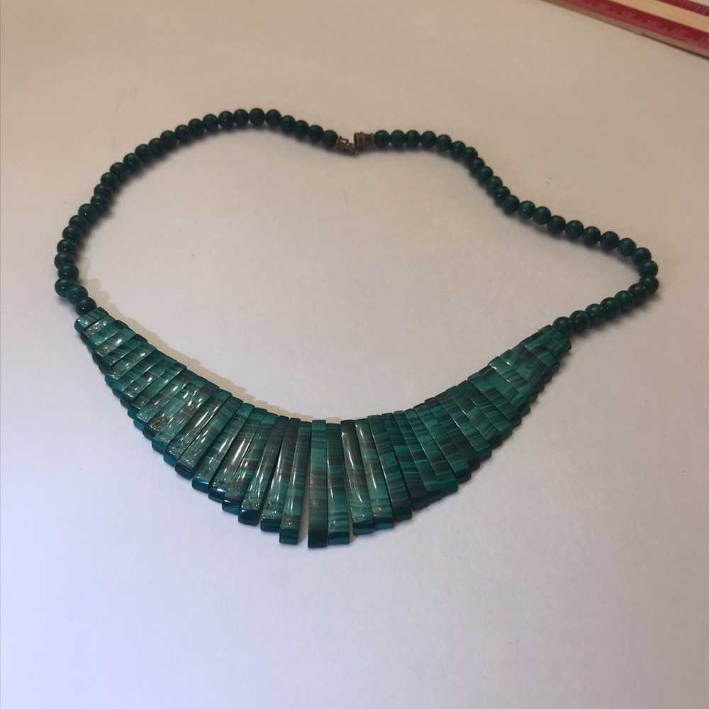 Vintage natural malachite neckles - image 7