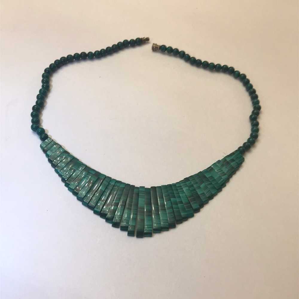 Vintage natural malachite neckles - image 8