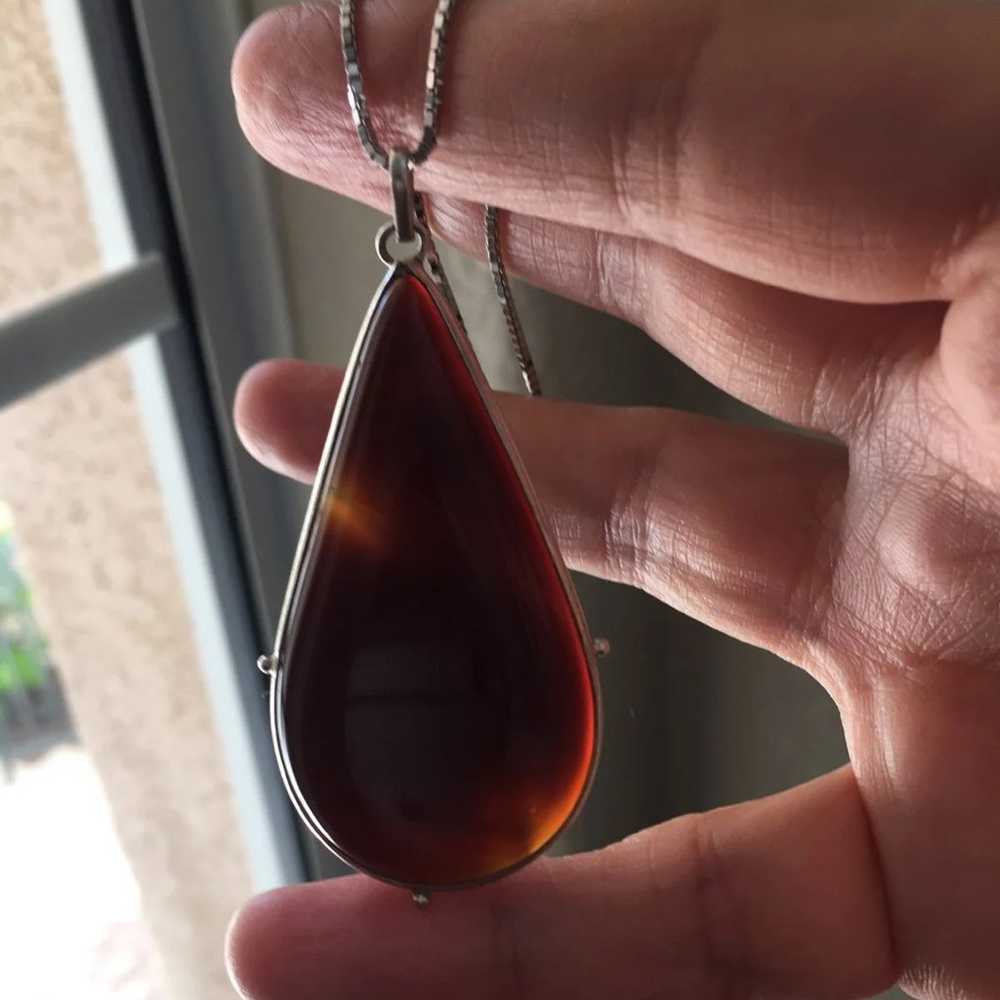 Natural agate sterling pendant chain - image 1