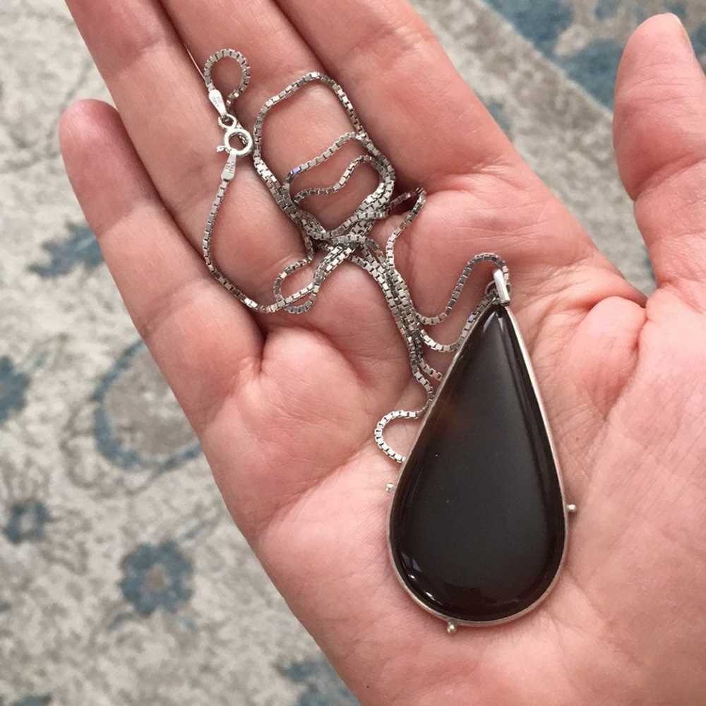 Natural agate sterling pendant chain - image 2