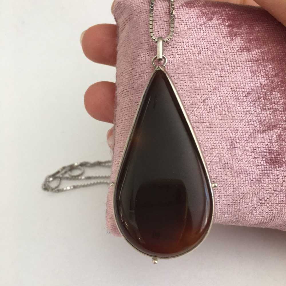 Natural agate sterling pendant chain - image 6