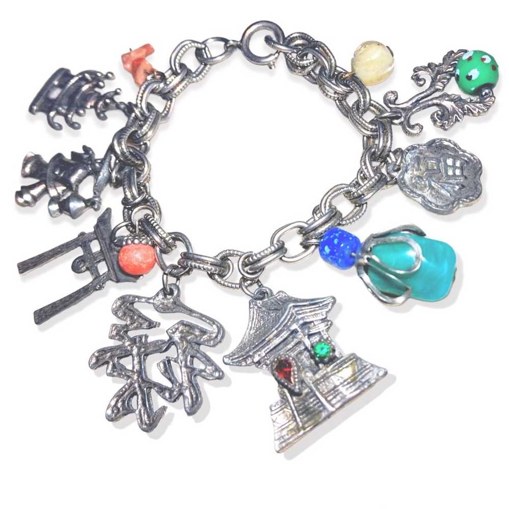 Napier Famous Vintage Asian Multi-Charm Bracelet - image 1