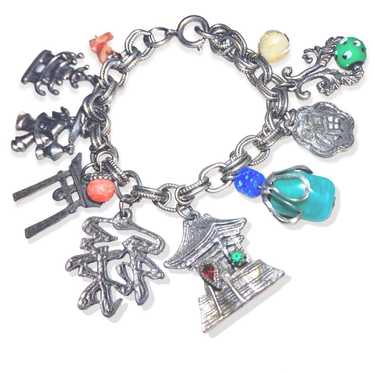 Napier Famous Vintage Asian Multi-Charm Bracelet - image 1