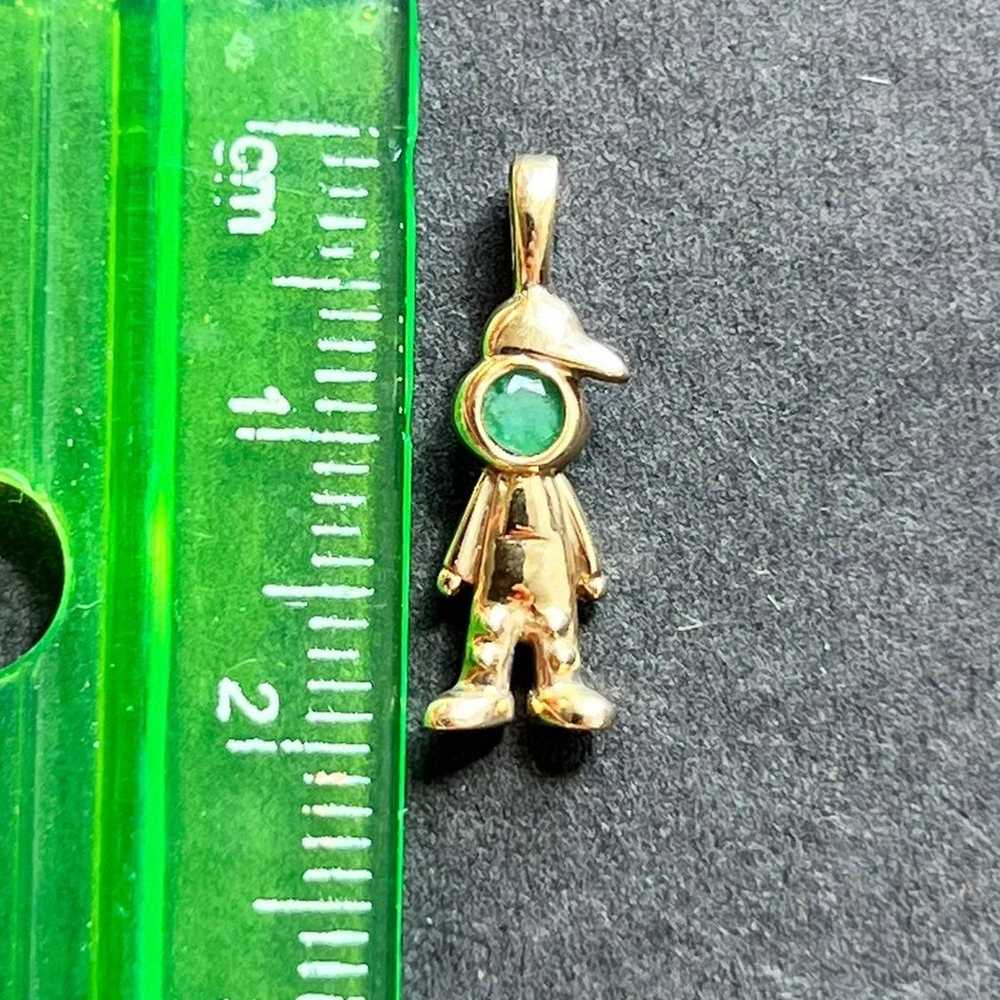 14k gold Baby boy with Genuine Emerald stone - image 2