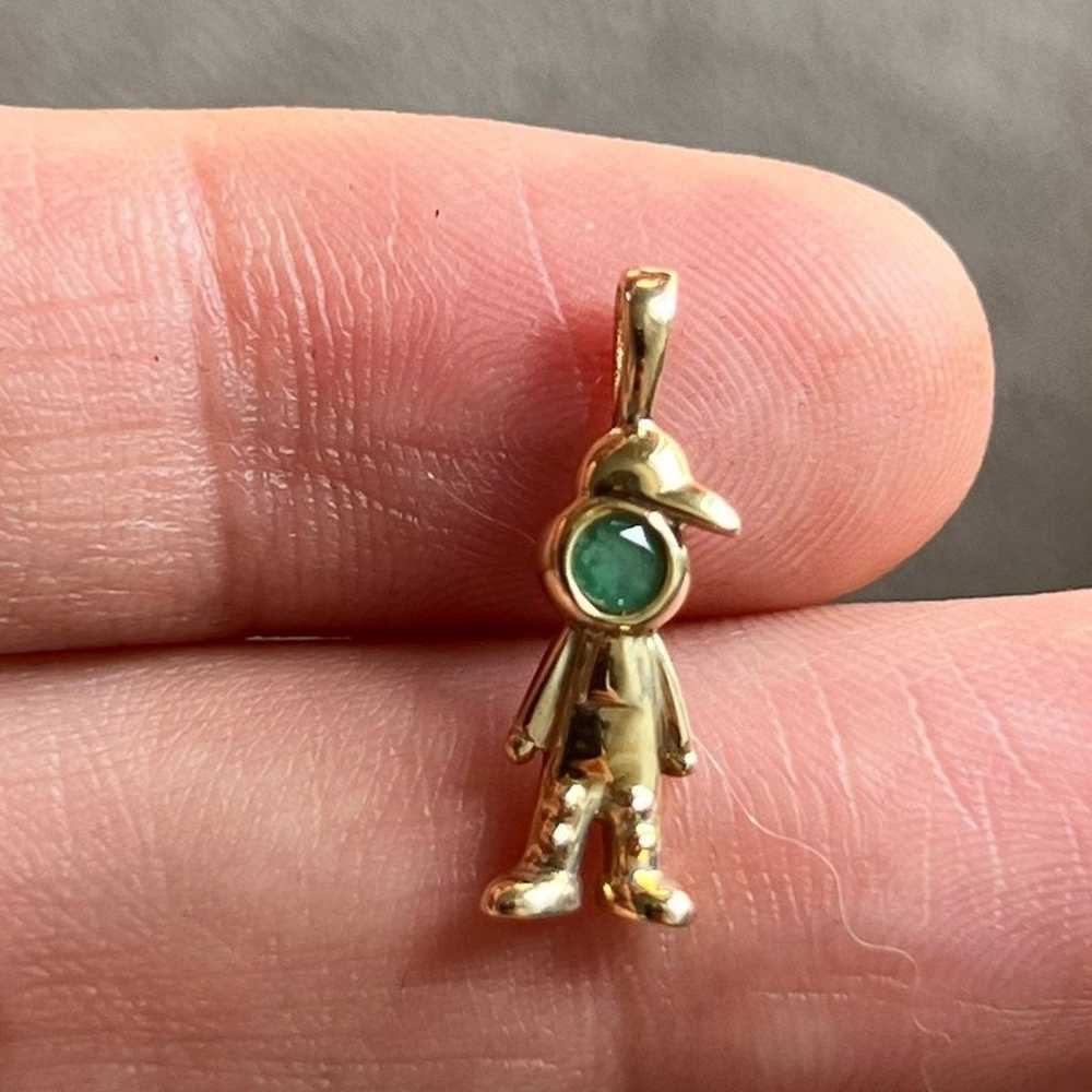 14k gold Baby boy with Genuine Emerald stone - image 3