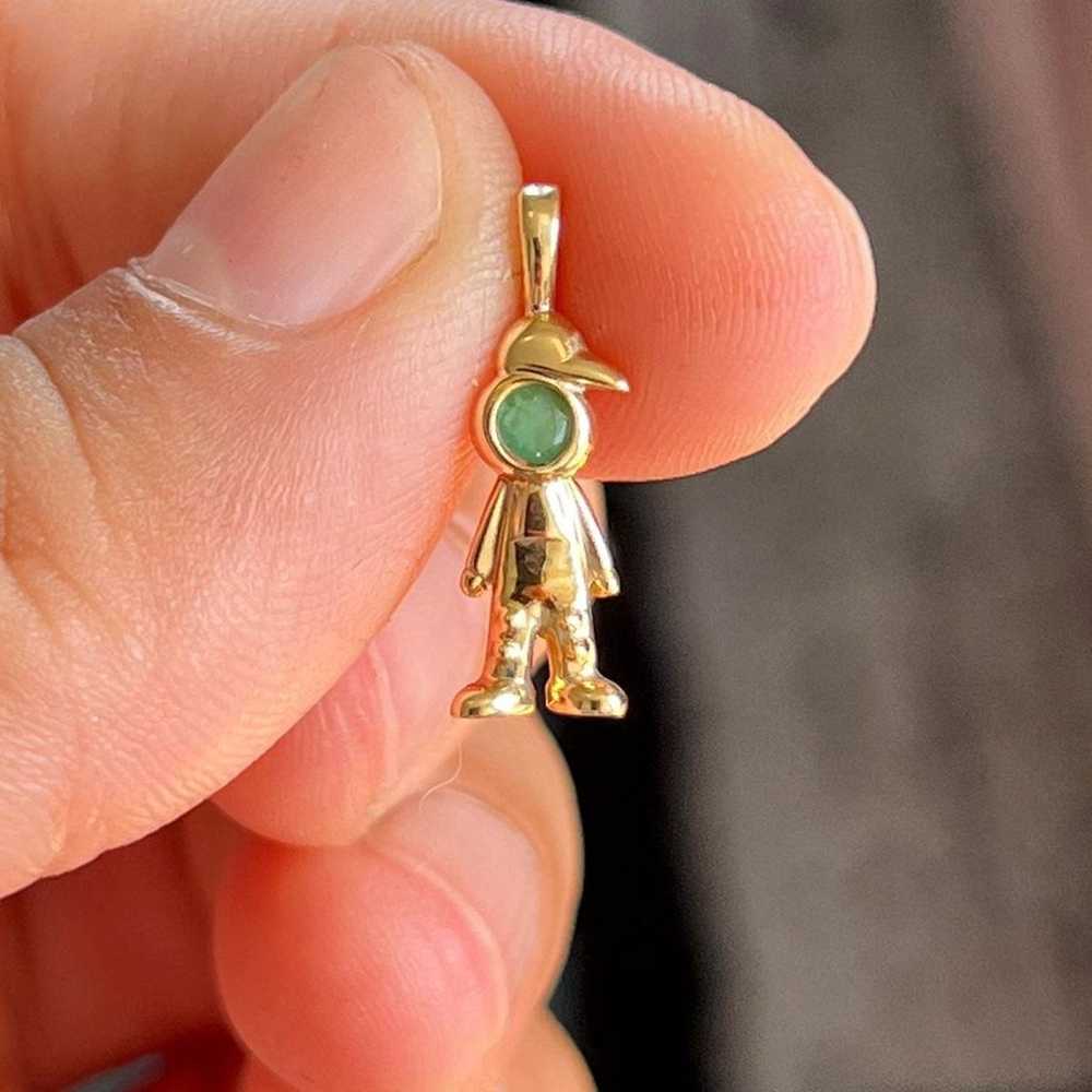 14k gold Baby boy with Genuine Emerald stone - image 5