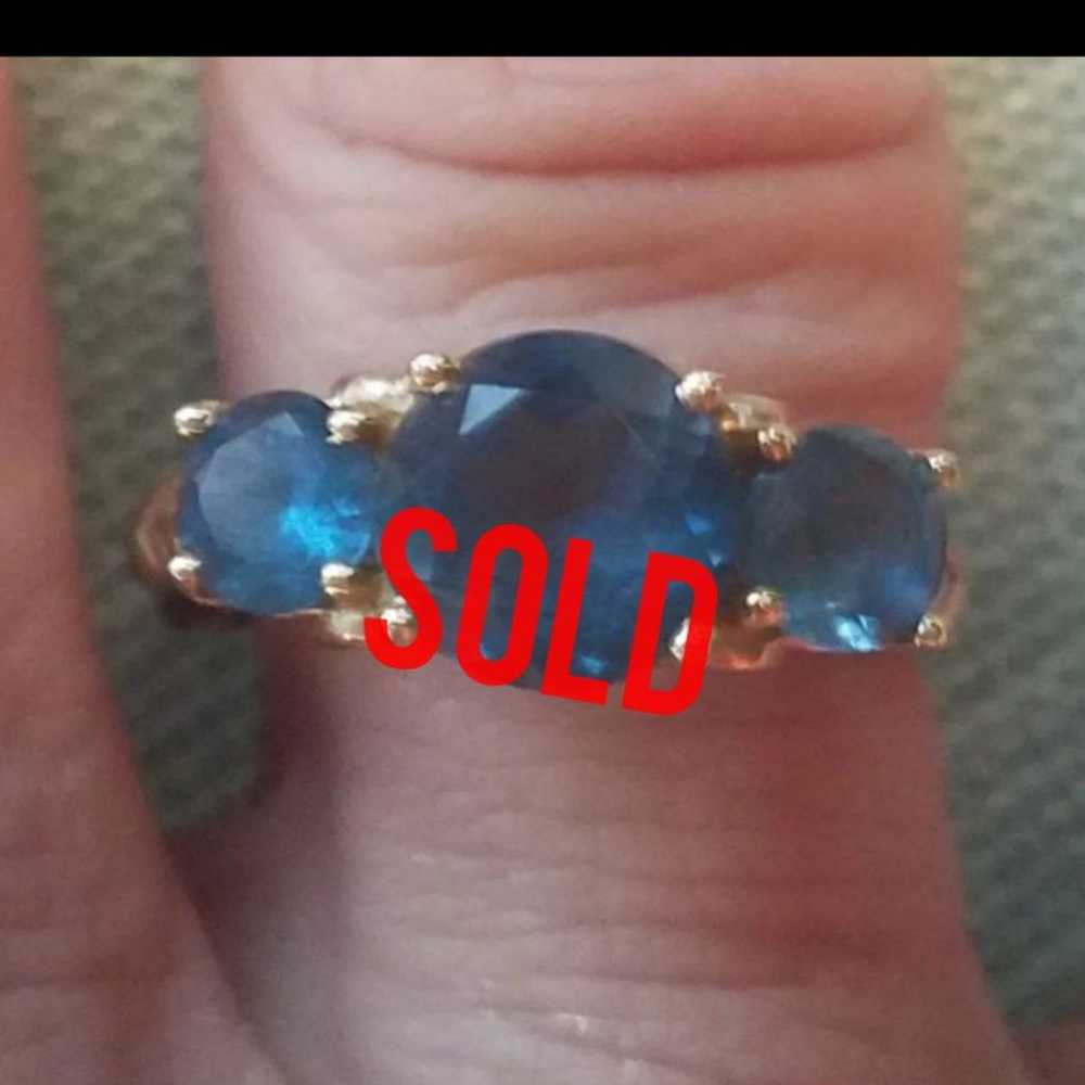 Vintage 14k Gold London Blue Topaz Ring - image 1