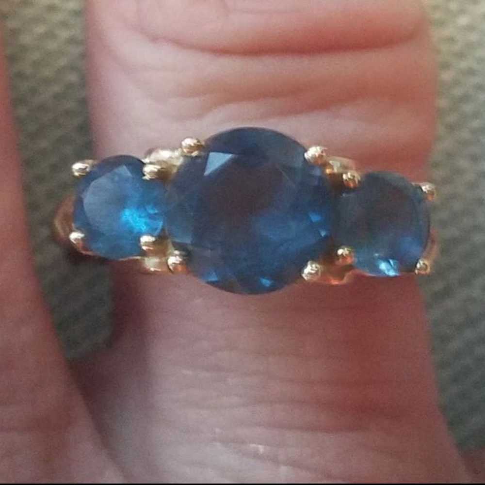 Vintage 14k Gold London Blue Topaz Ring - image 2