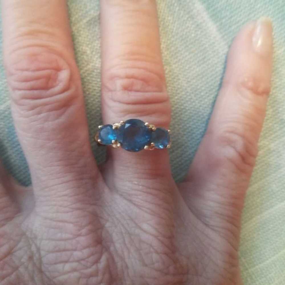 Vintage 14k Gold London Blue Topaz Ring - image 3