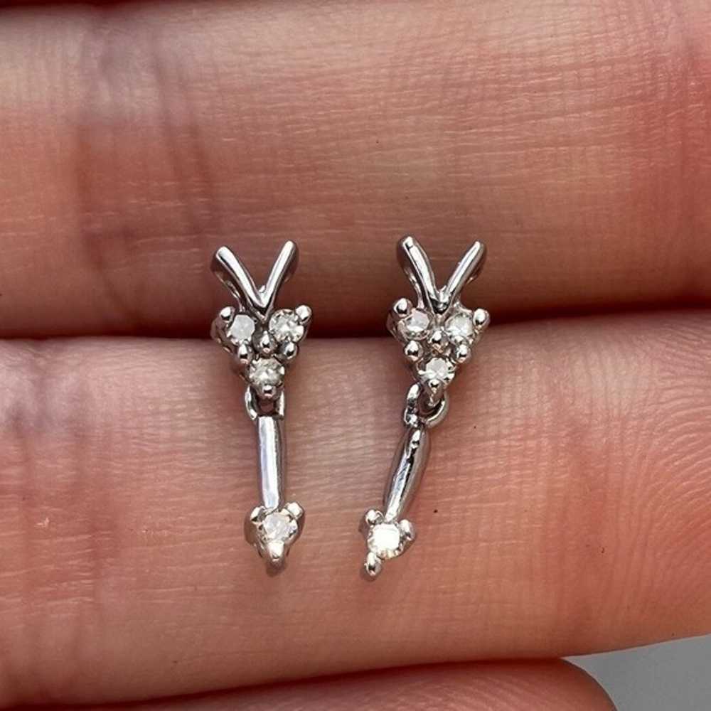 Solid 10k white gold genuine Diamond earrings - image 7