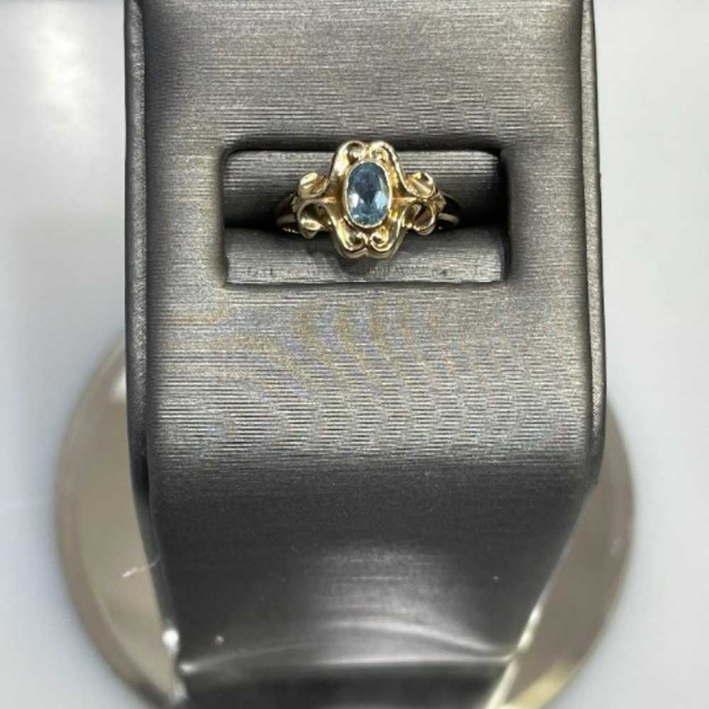 Vintage 10KT Y/G Blue Topaz With Swirl Design Ban… - image 6