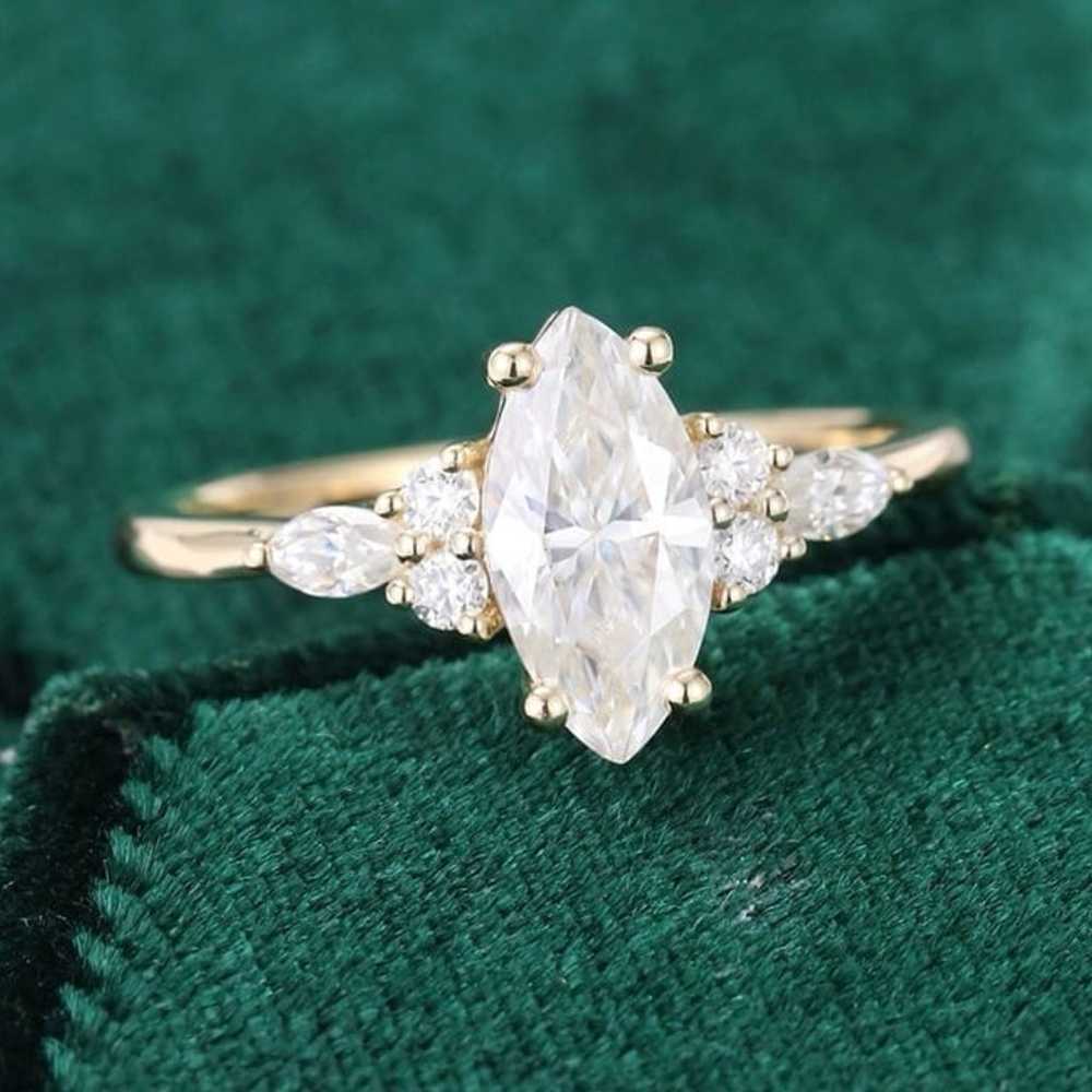 Marquise cut Moissanite engagement ring - image 2