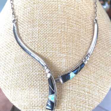 Vintage Native American Sterling  Silver Necklace… - image 1