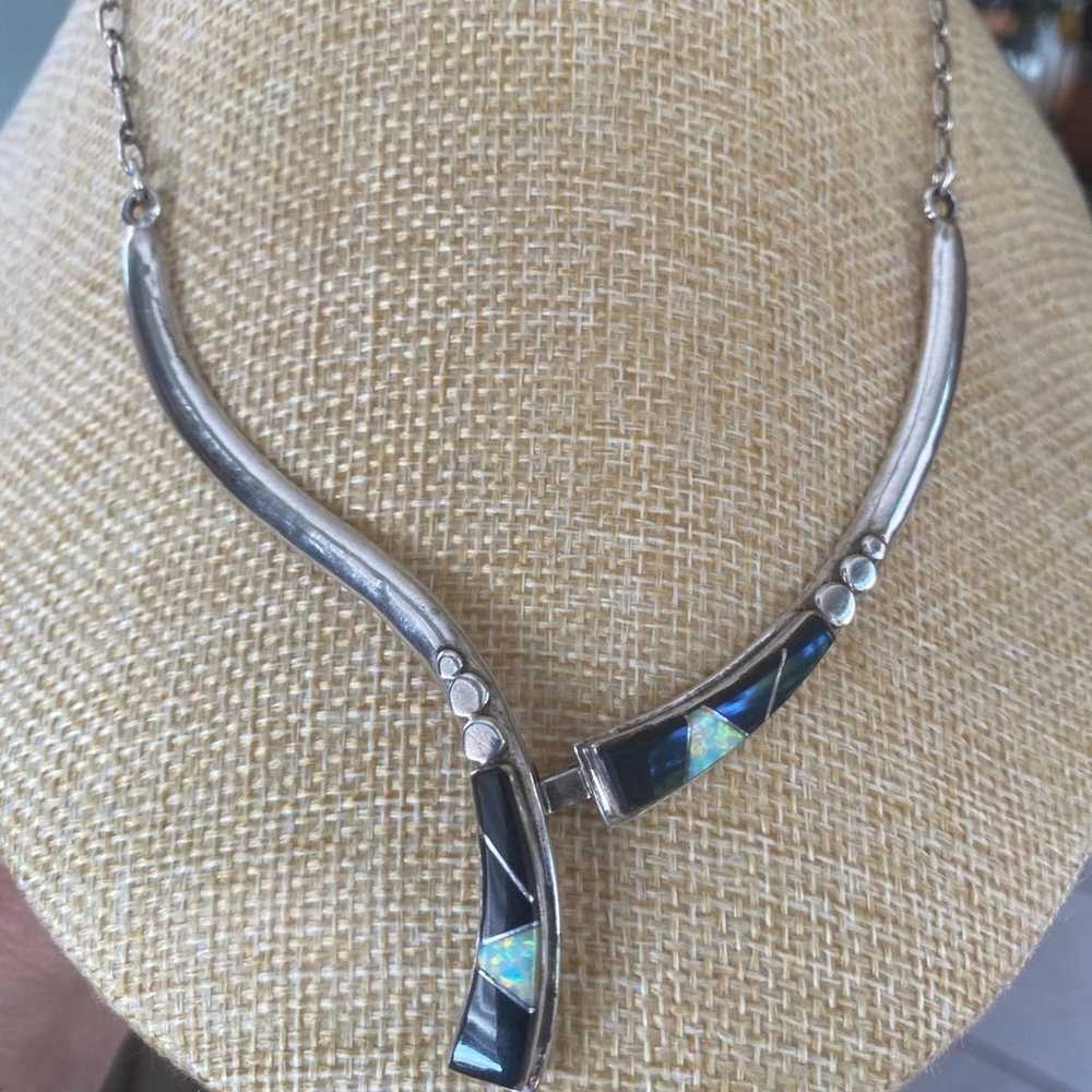 Vintage Native American Sterling  Silver Necklace… - image 2