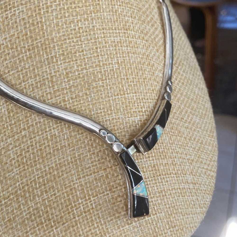 Vintage Native American Sterling  Silver Necklace… - image 4