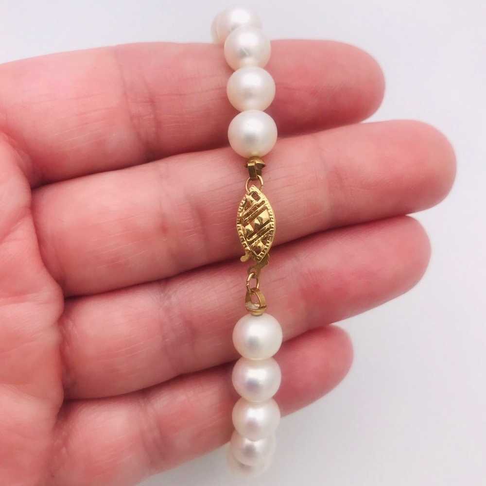 Estate Natural Pearl/14kt Gold Bracelet - image 11