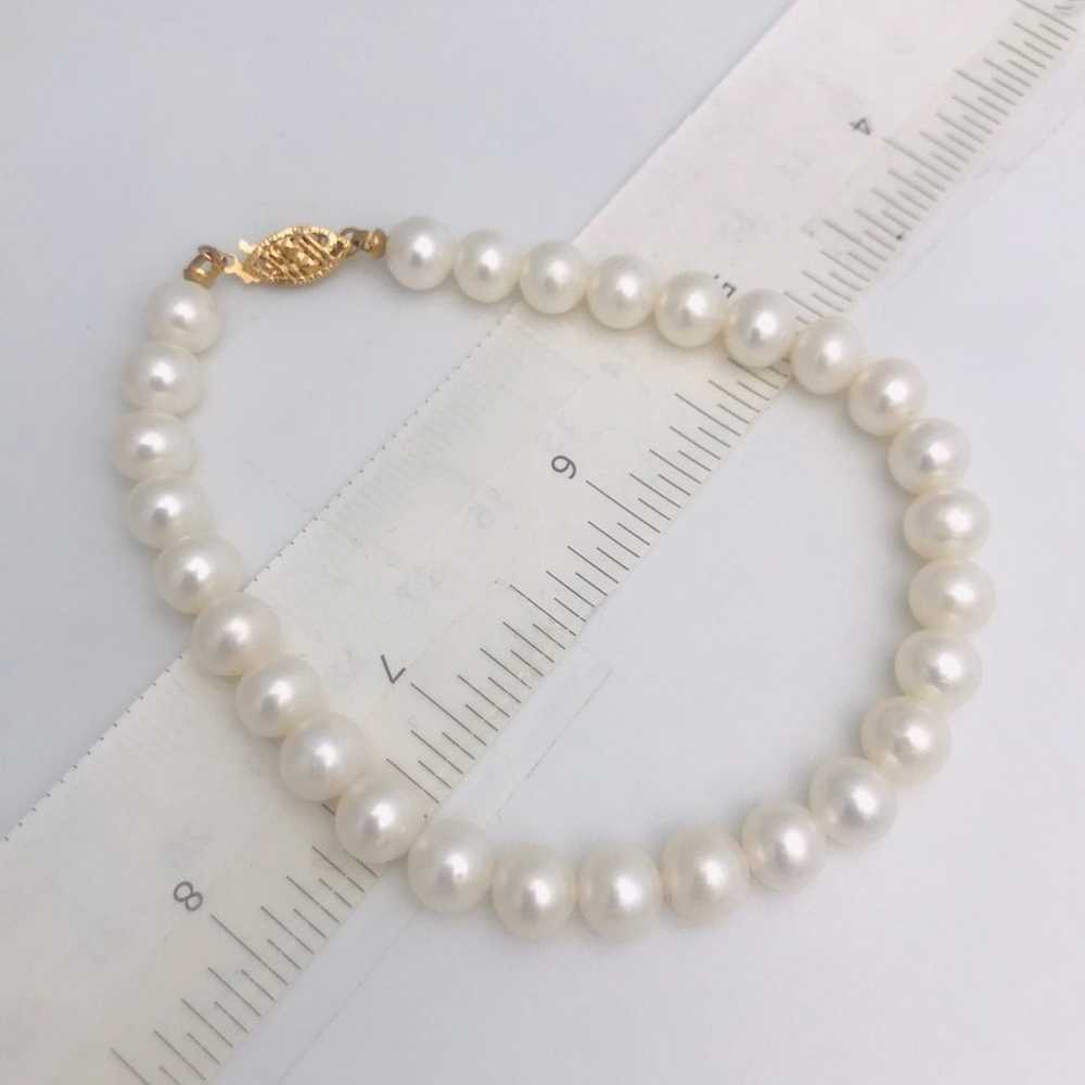 Estate Natural Pearl/14kt Gold Bracelet - image 4