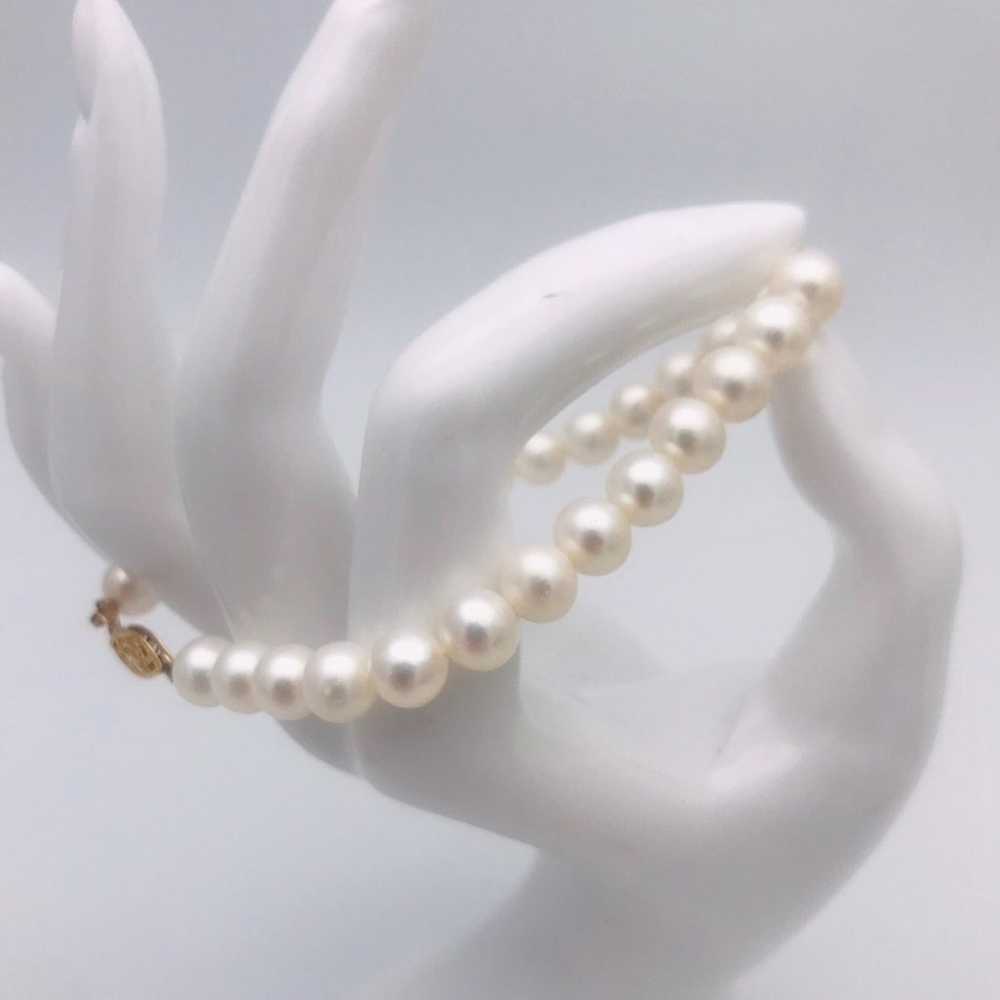 Estate Natural Pearl/14kt Gold Bracelet - image 8