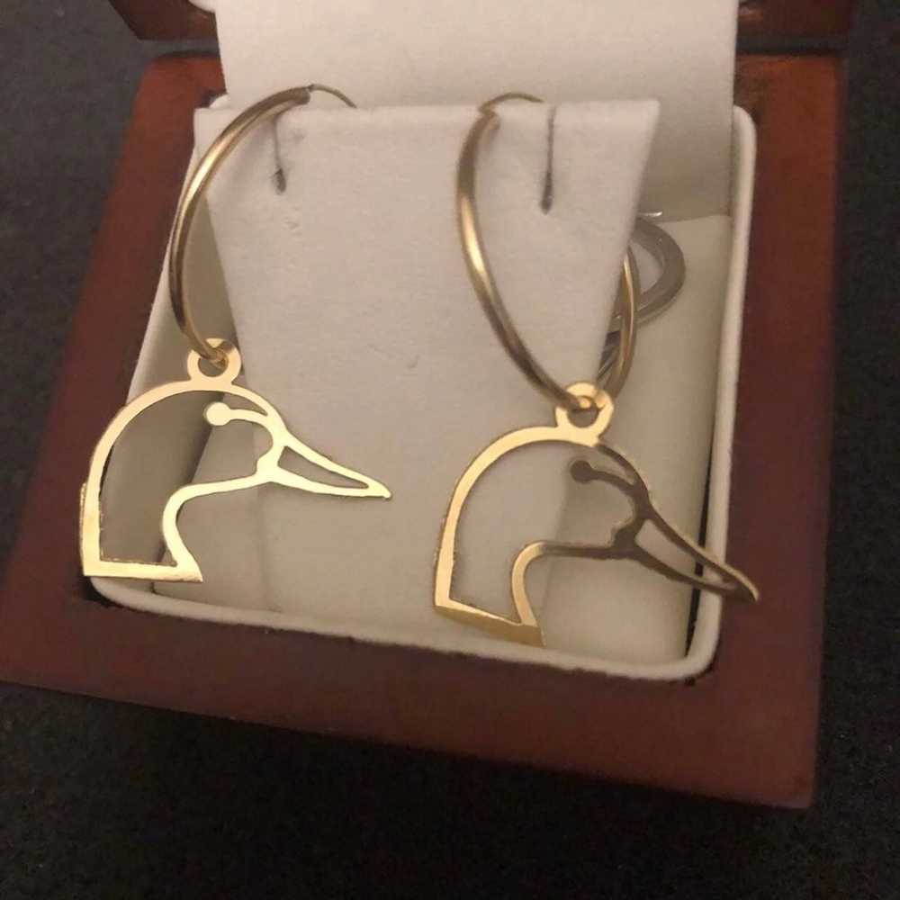 14K Solid Gold Vintage Duck Hoops unlimited Editi… - image 3