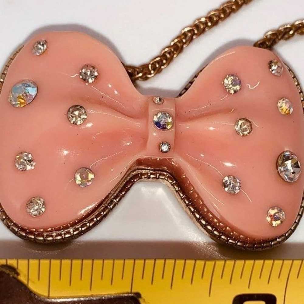 Betsey Johnson Rare Vintage Pink Rhinestone Bow N… - image 11