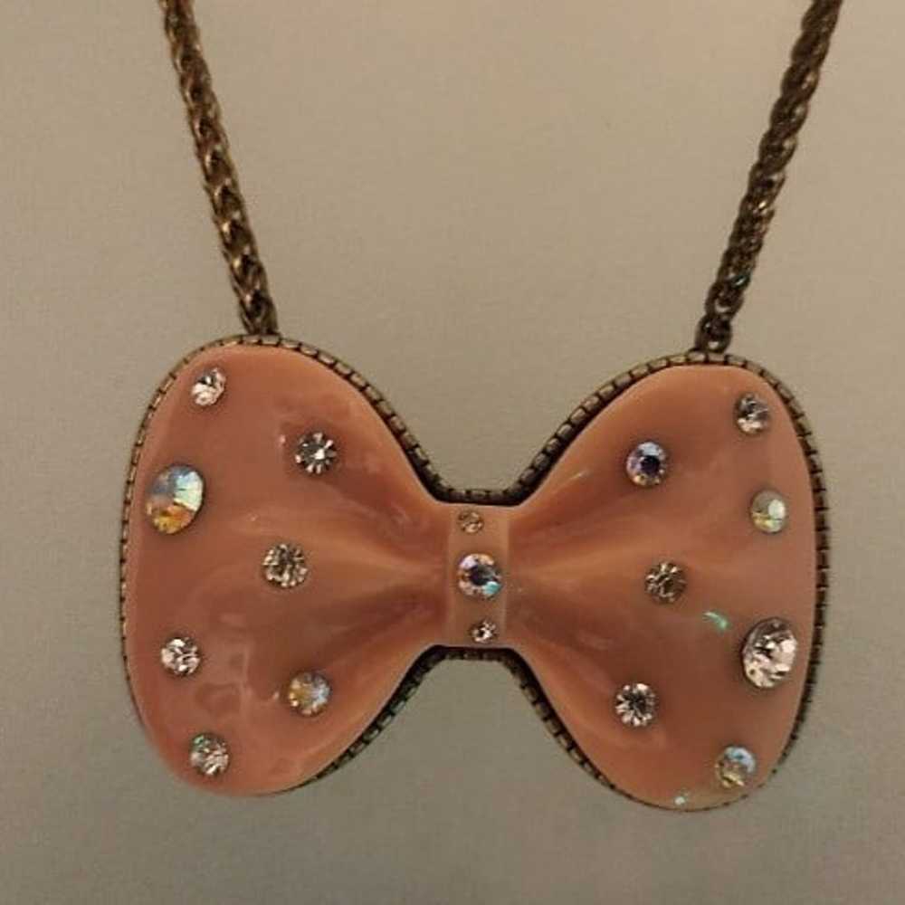 Betsey Johnson Rare Vintage Pink Rhinestone Bow N… - image 6