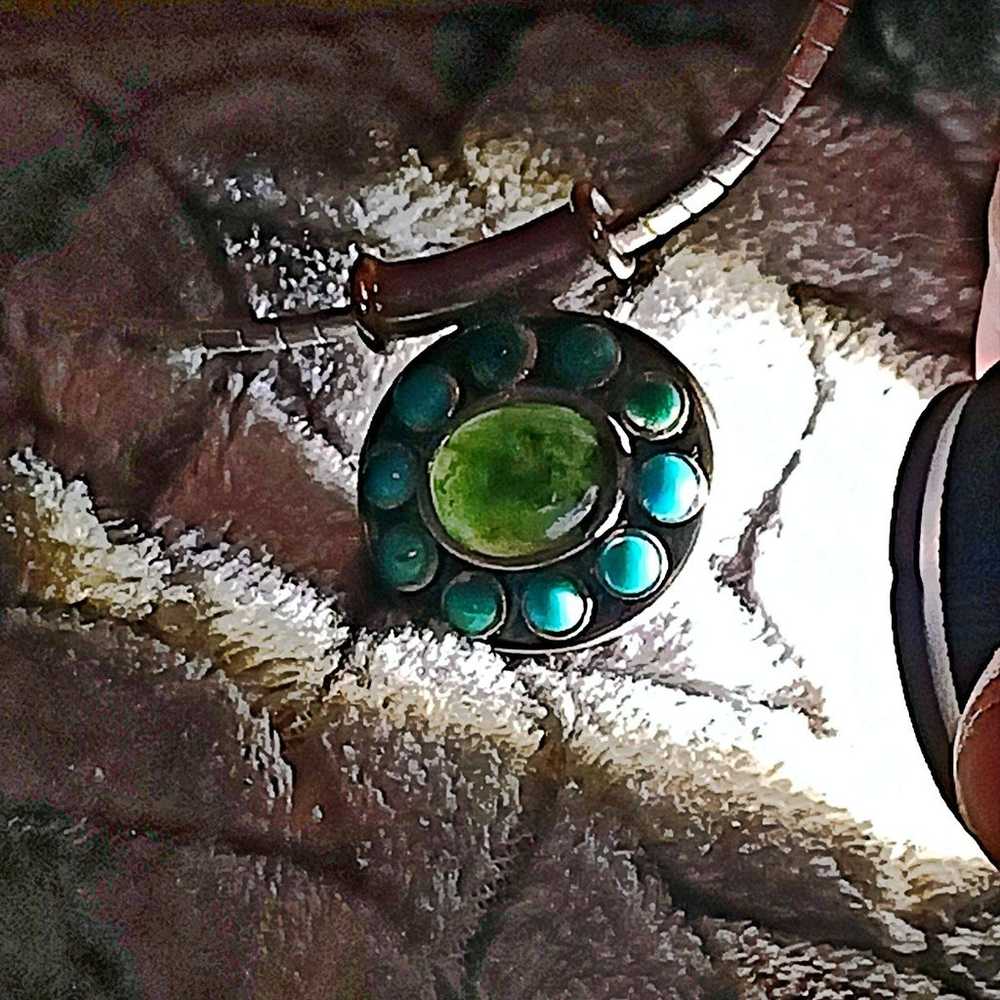 Big sur jade and turquoise sterling pendant Neckl… - image 1