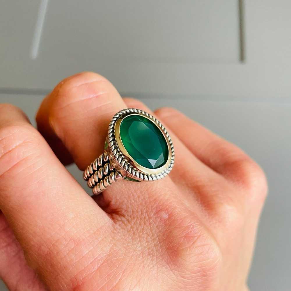 Green Onyx 10K Gold Sterling Silver Wire Design O… - image 10